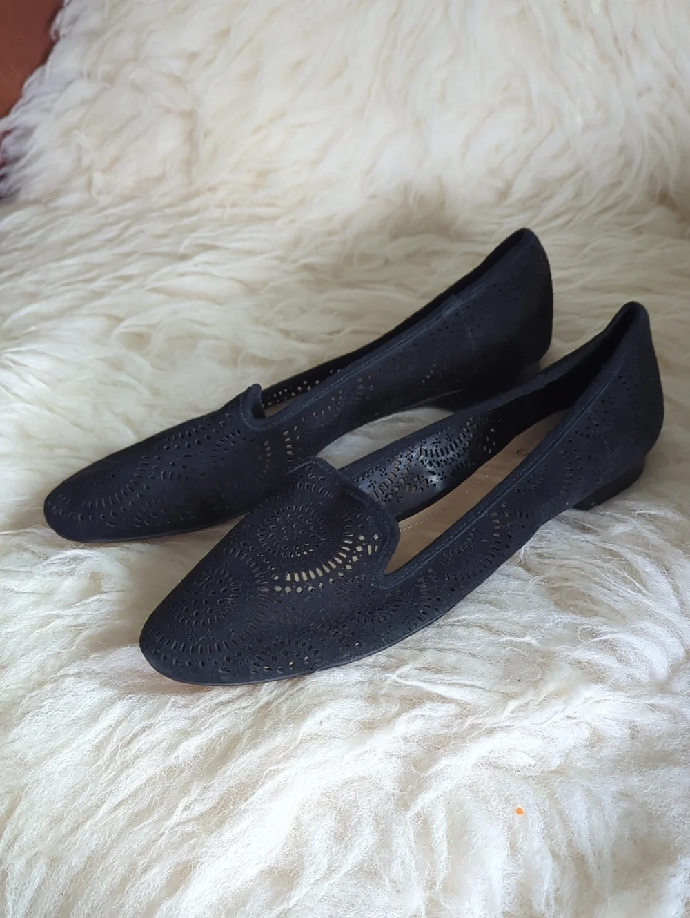 Vince Camuto - Black Laser-Cut Slip-On Flats